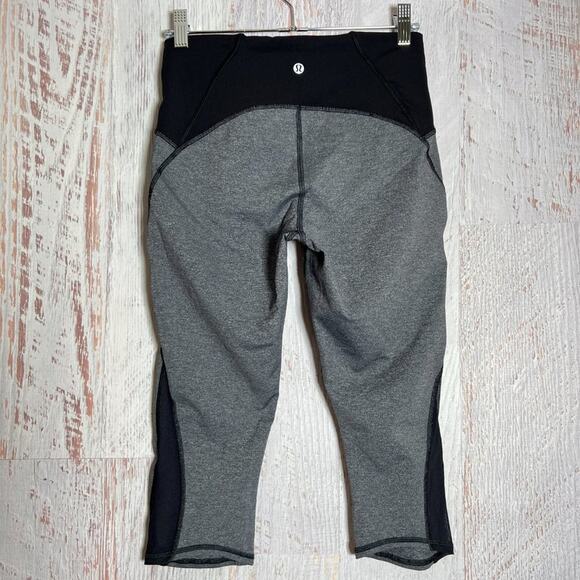 Lululemon Train Times Crop Leggings SIZE 8 Gray Black Luxtreme Training Pants - Picture 4 of 13